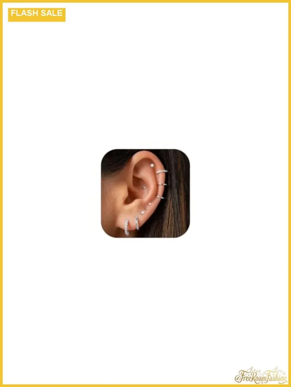 Hypoallergenic Silver Earring Set for Multiple Piercings - Studs, Hoops,